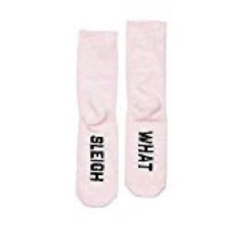 *5A280 VS 2 PACK BLACK/ PINK Cozy Fuzzy Crew Socks - Picture 2 of 4